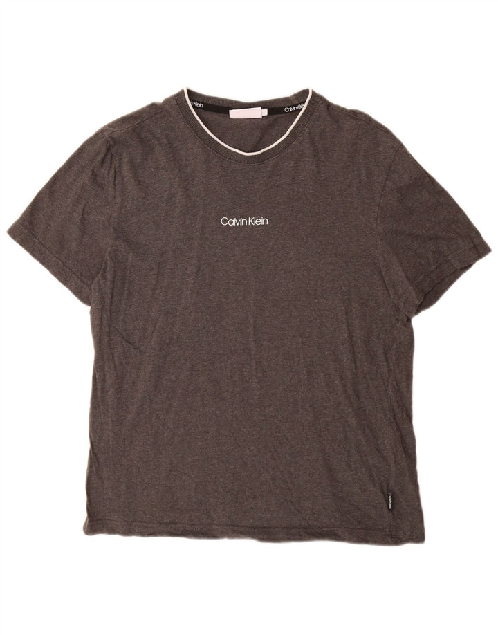 T-shirt grafica da uomo Calvin Klein Top in cotone chiazzato grigio medio