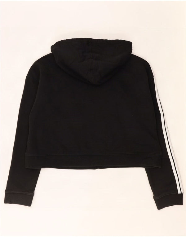 Felpa con cappuccio oversize corta da donna Adidas UK 16 grande cotone nero