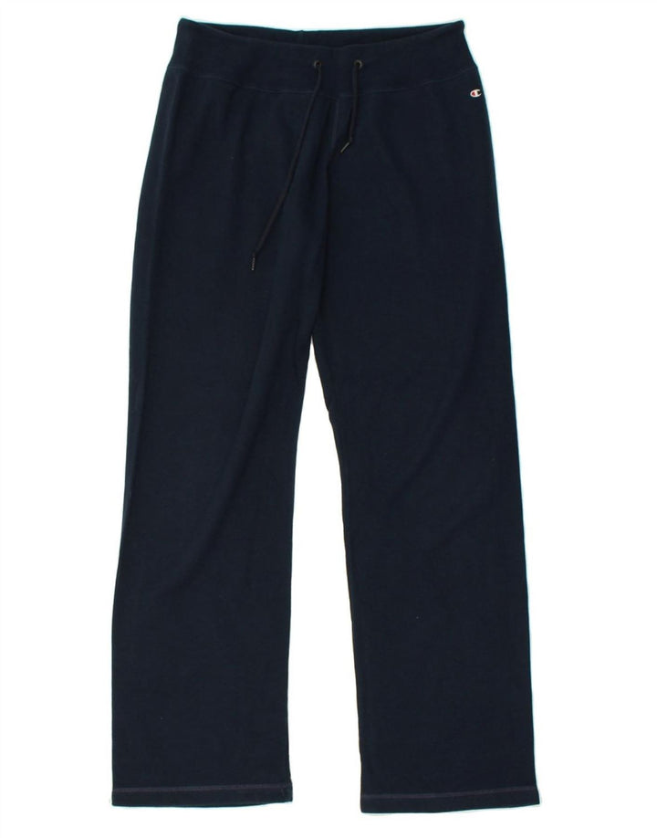 CHAMPION Womens Tracksuit Trousers UK 14 Large Navy Blue Cotton | Vintage Champion | Thrift | Second-Hand Champion | Used Clothing | Messina Hembry 