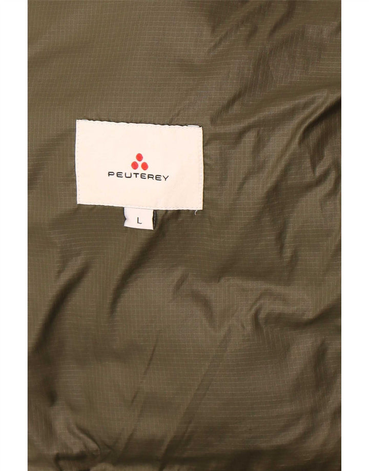 PEUTEREY Giacca imbottita con cappuccio da donna UK 16 Large Khaki Poliammide