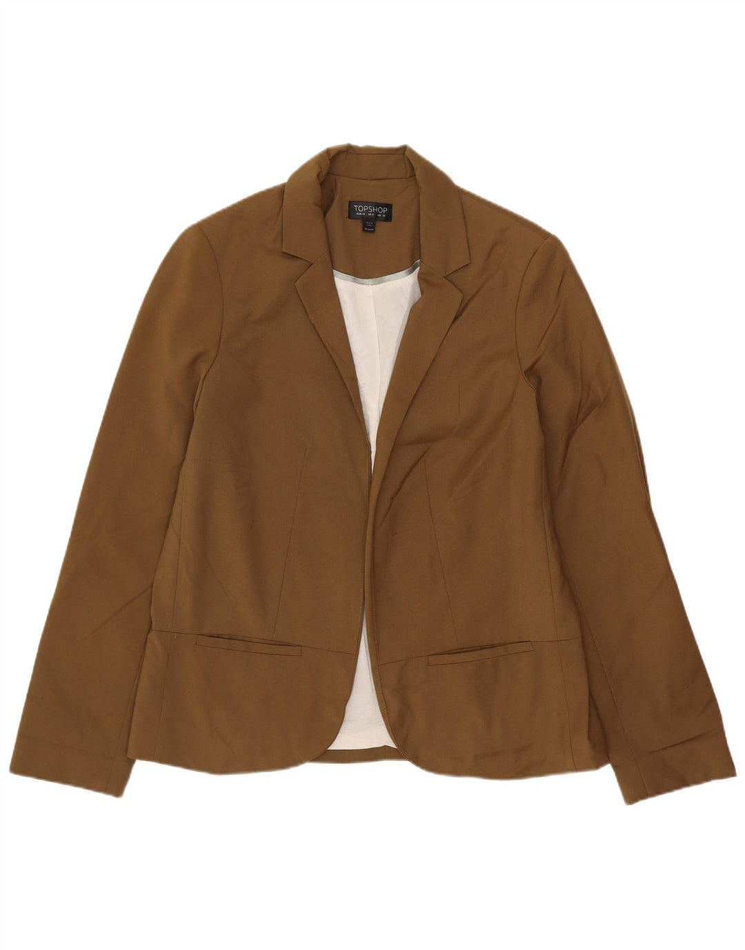 Giacca blazer oversize aperta da donna Topshop UK 10 piccola poliestere marrone