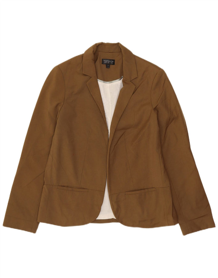 Giacca blazer oversize aperta da donna Topshop UK 10 piccola poliestere marrone