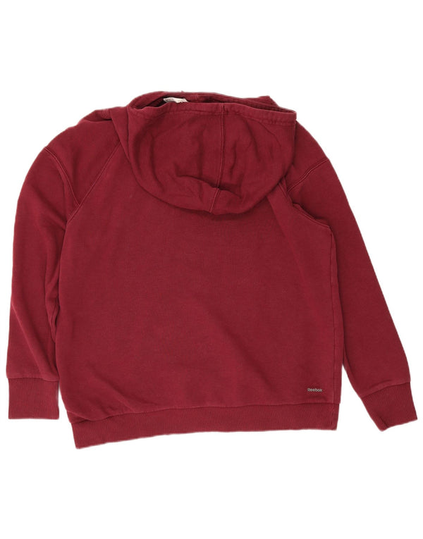 Maglione con cappuccio oversize grafico da donna Reebok UK 8/10 piccolo in cotone bordeaux