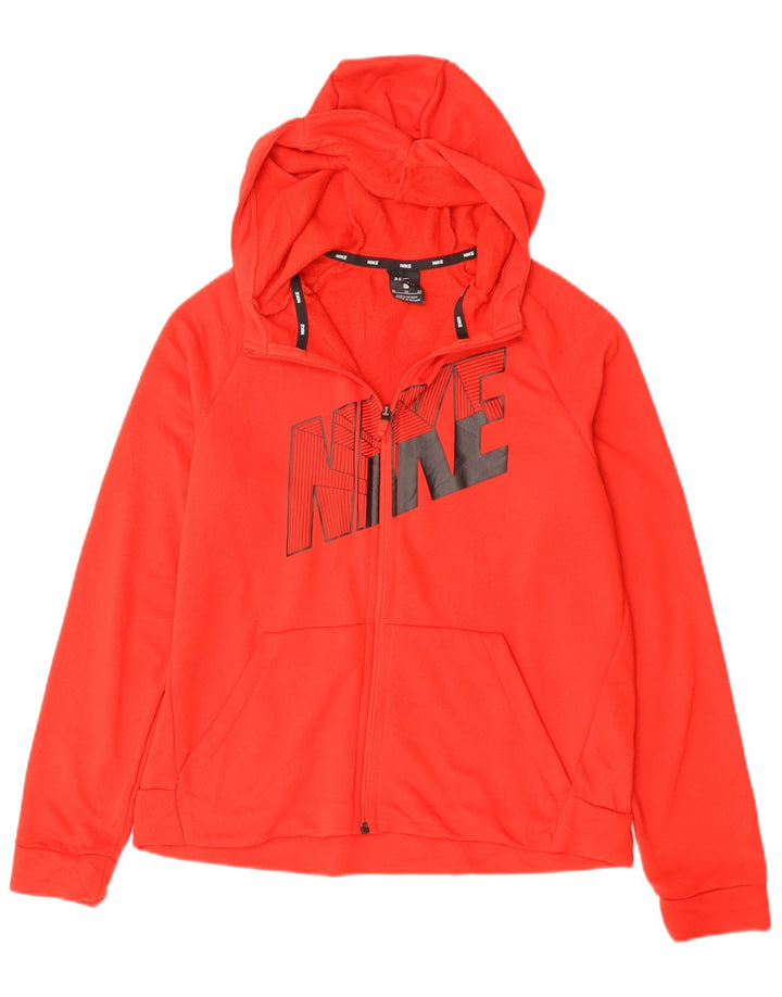 Felpa con cappuccio e zip grafica Nike Dri Fit da donna UK 18 XL poliestere rosso