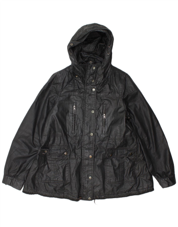 Giacca utilitaria oversize con cappuccio da donna Zara UK 14 poliestere nero medio