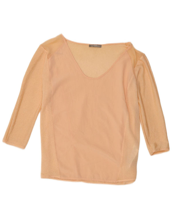 Top Zara da donna manica 3/4 UK 14 poliestere rosa medio