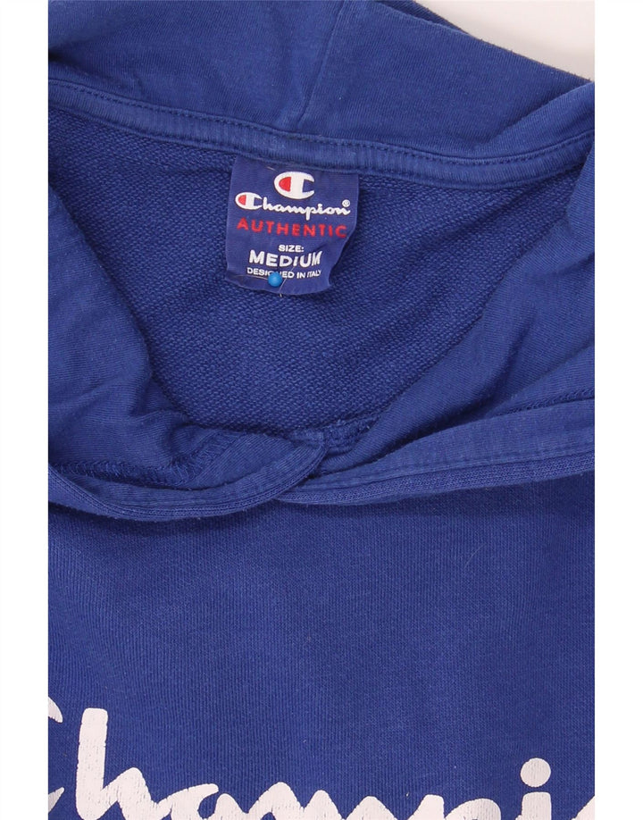 CHAMPION Mens Graphic Hoodie Jumper Medium Navy Blue Cotton Vintage Champion and Second-Hand Champion from Messina Hembry 