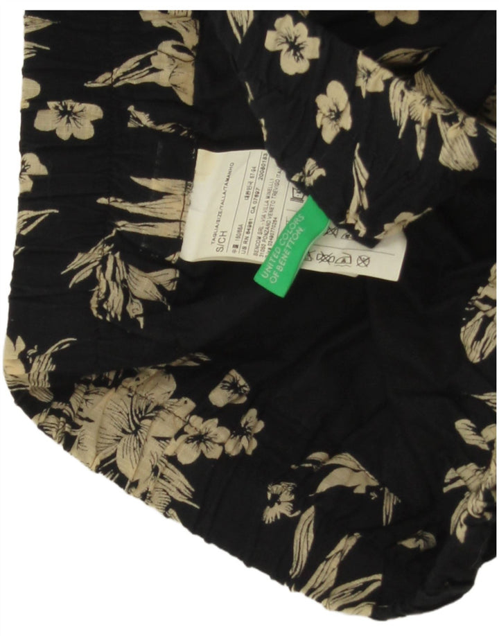 Minigonna da donna BENETTON piccola W27 in cotone floreale nero