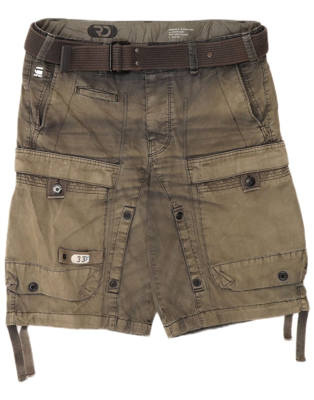 G-Star Pantaloncini cargo con grafica da uomo grandi W36 Khaki