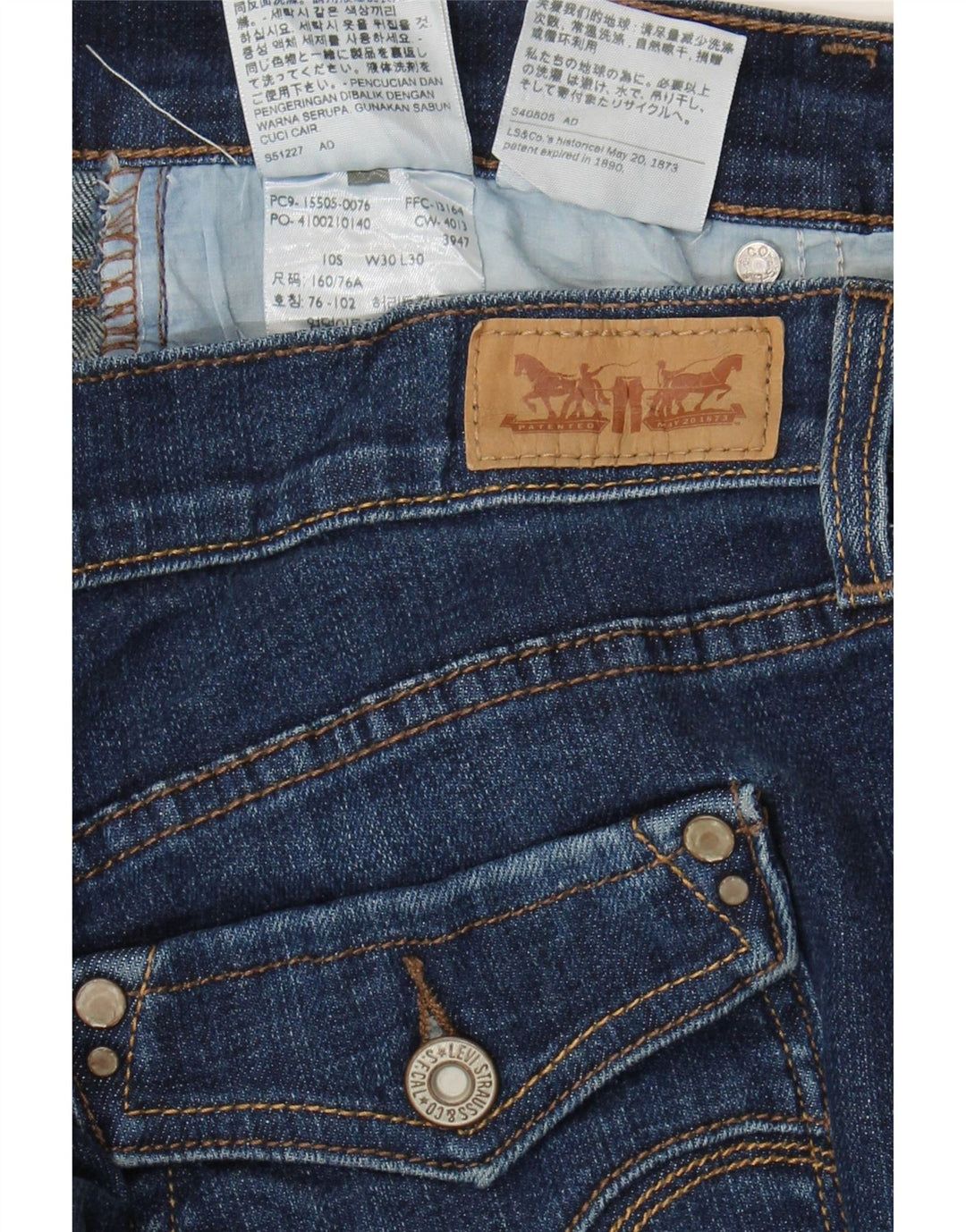 LEVI'S Womens 505 Straight Jeans W30 L30 Blue Cotton Vintage Levi's and Second-Hand Levi's from Messina Hembry 