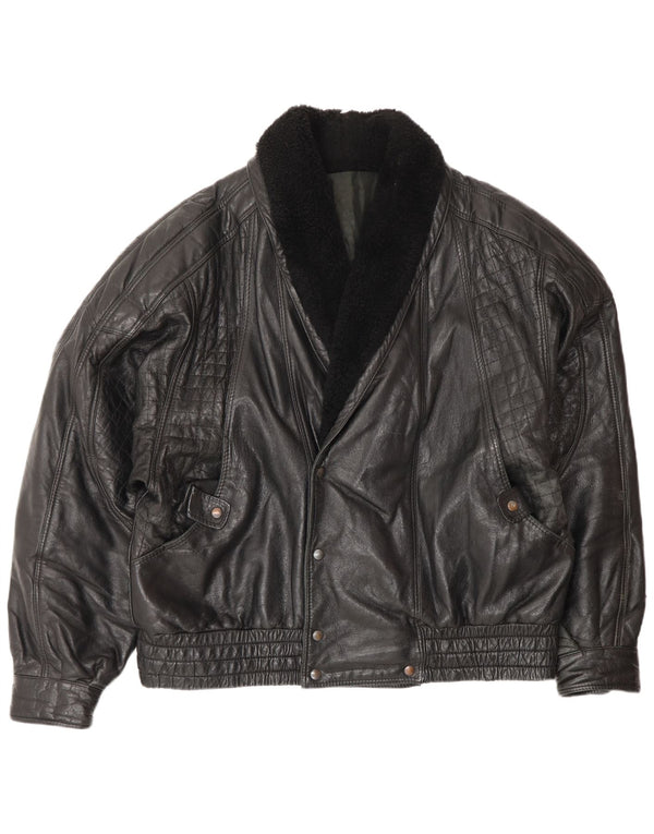 Giacca in pelle vintage da uomo IT 52 XL Nera