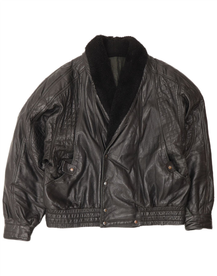 Giacca in pelle vintage da uomo IT 52 XL Nera