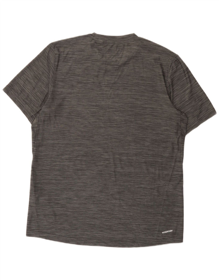 T-shirt Adidas Aeroready da uomo in poliestere chiazzato grigio medio