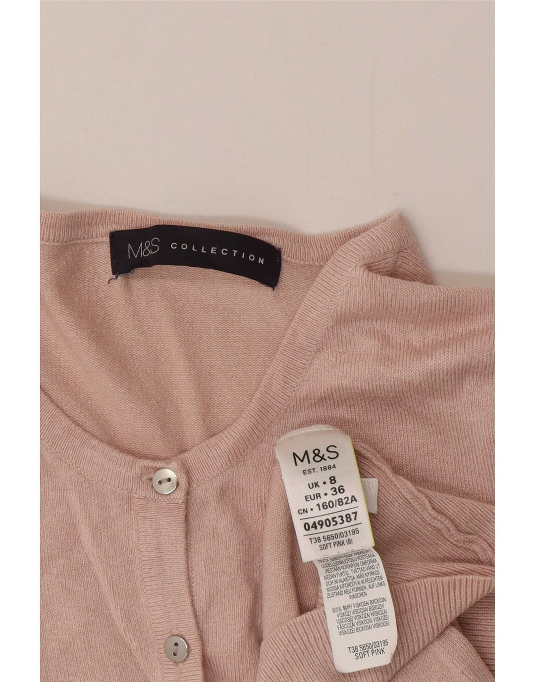 Maglione cardigan da donna Marks & Spencer UK 8 Small Rosa Viscosa