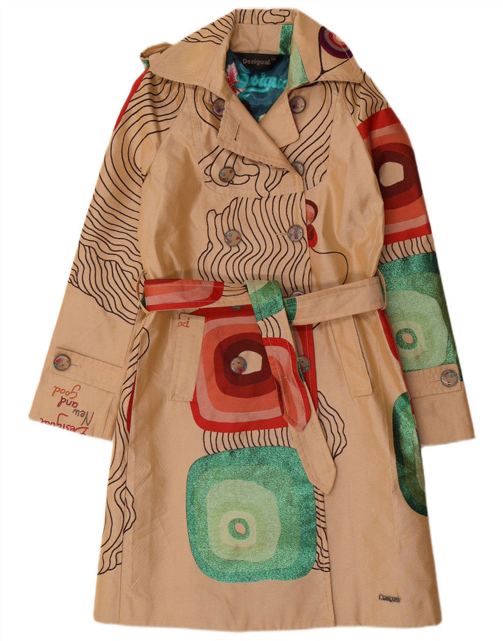 Trench grafico da donna Desigual EU 38 Poliestere geometrico beige medio