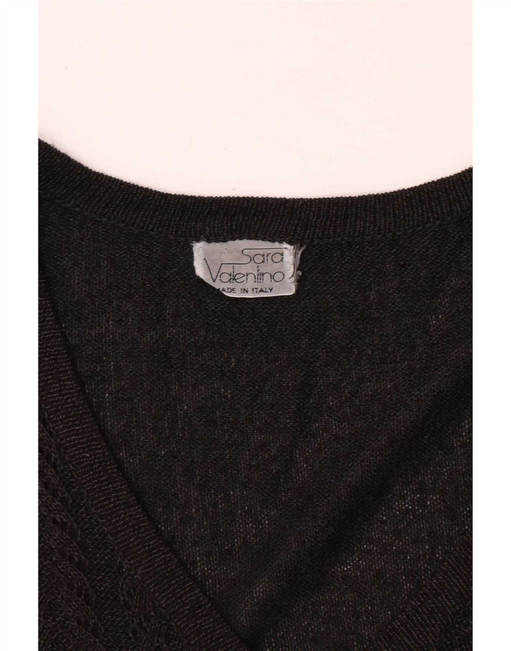 Maglione cardigan da donna Sara Valentino UK 16 grande nero