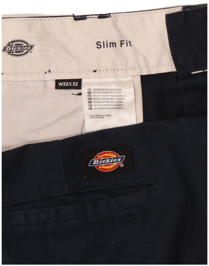 Pantaloni chino slim fit da uomo Dickies W32 L32 poliestere blu navy