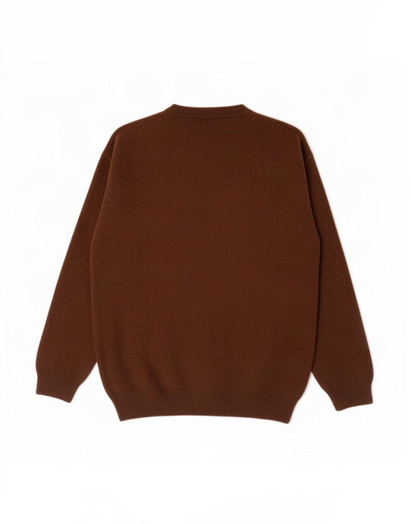 Marlboro Classics Mens V-Neck Jumper Sweater Medium Brown Wool