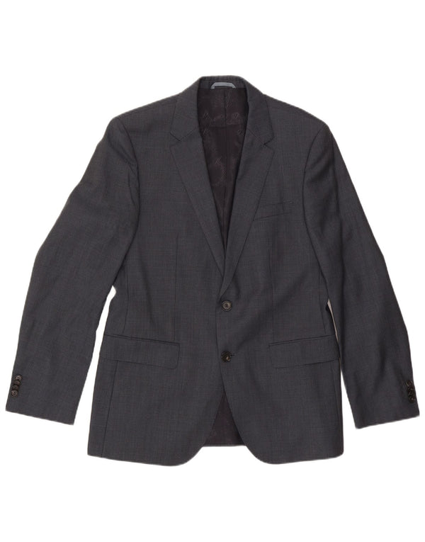Giacca blazer da uomo a 2 bottoni Hugo Boss EU 48 lana pied de poule grigio medio