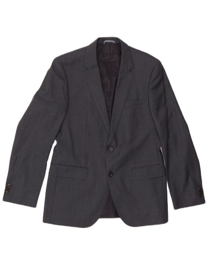Giacca blazer da uomo a 2 bottoni Hugo Boss EU 48 lana pied de poule grigio medio