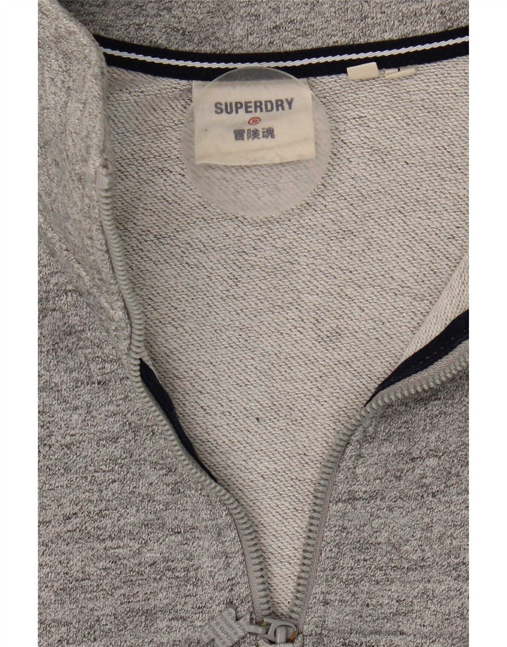 Felpa da uomo con collo con zip Superdry, maglione grande, cotone grigio