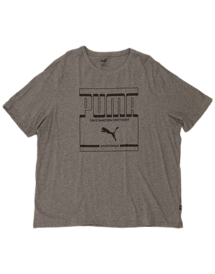 T-shirt grafica da uomo Puma Top 2XL in cotone grigio