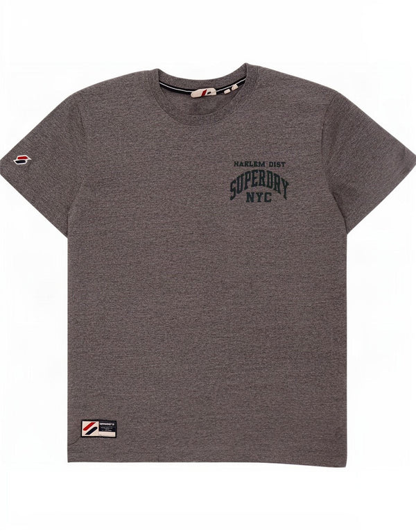 T-shirt grafica da uomo Superdry Top in cotone chiazzato grigio medio