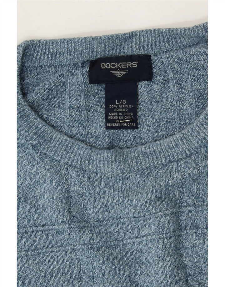 DOCKERS Mens Crew Neck Jumper Sweater Large Blue Acrylic Vintage Dockers and Second-Hand Dockers from Messina Hembry 