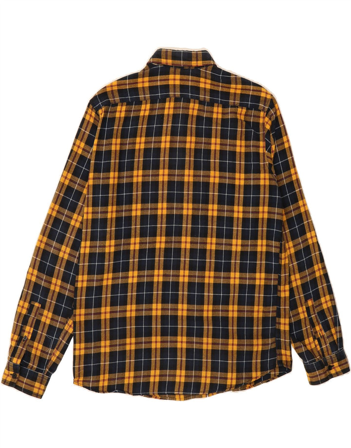 JACK & JONES Mens Flannel Shirt Large Yellow Check Cotton Vintage Jack & Jones and Second-Hand Jack & Jones from Messina Hembry 