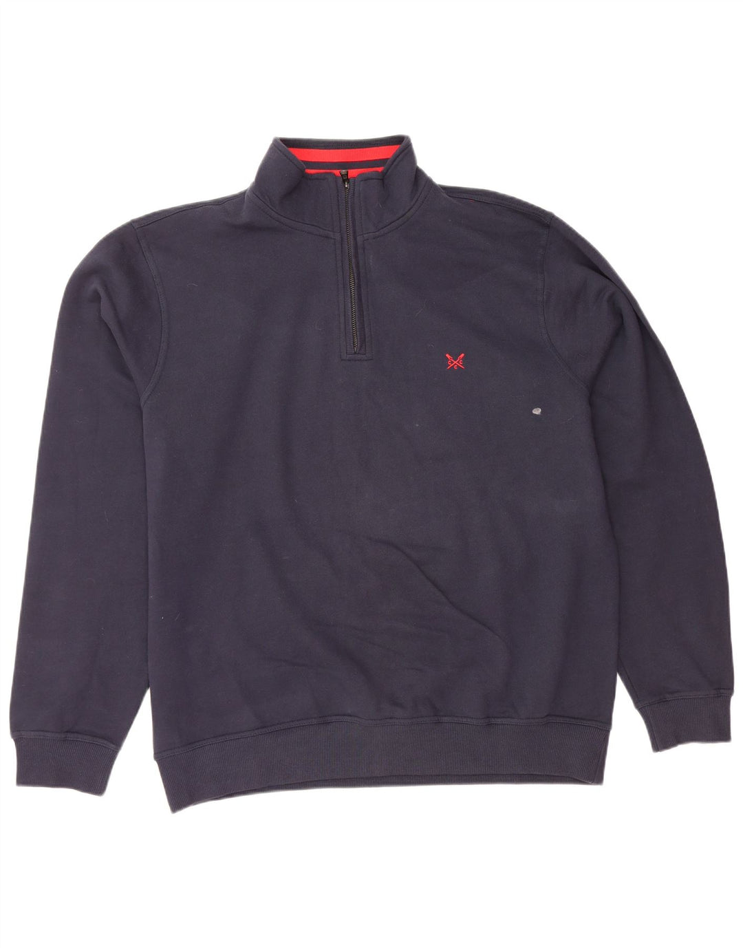 CREW CLOTHING Felpa da uomo con zip e collo maglione 2XL cotone blu navy