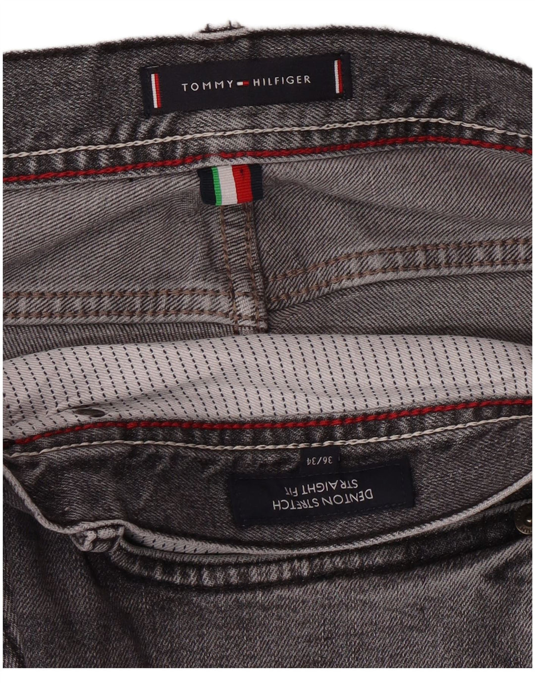 TOMMY HILFIGER Jeans dritti Denton da uomo W36 L27 Grigi