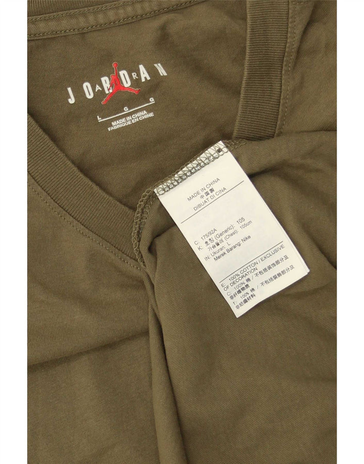 T-shirt grafica da uomo Jordan Top grande in cotone kaki