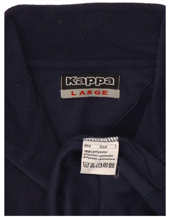 Maglione in pile da uomo Kappa con zip e collo grande in poliestere blu navy
