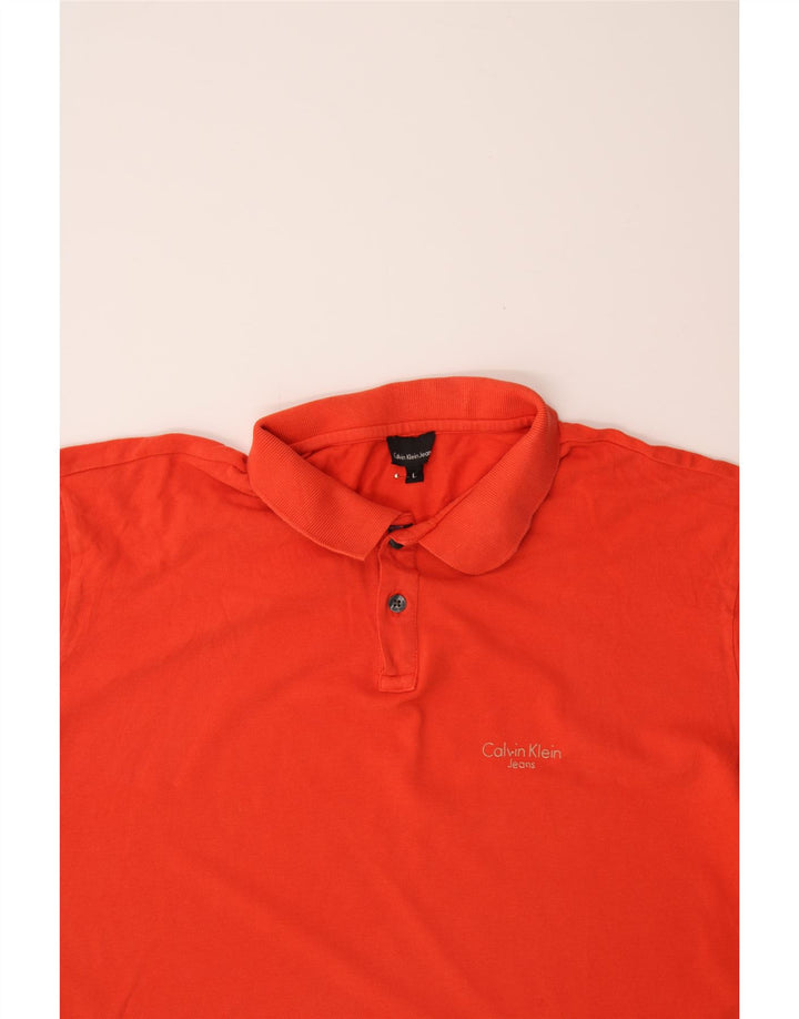 CALVIN KLEIN Mens Polo Shirt Large Orange Cotton Vintage Calvin Klein and Second-Hand Calvin Klein from Messina Hembry 
