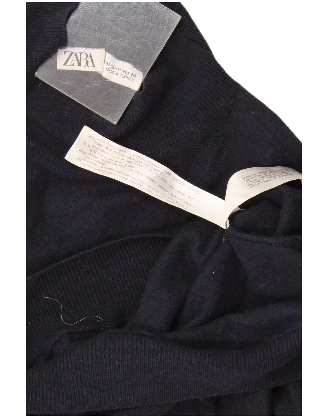 Maglione maglione a collo alto da donna Zara UK 14 nylon blu navy medio