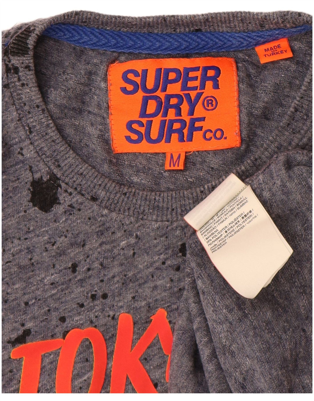 T-shirt grafica da uomo Superdry Top in cotone tie dye grigio medio