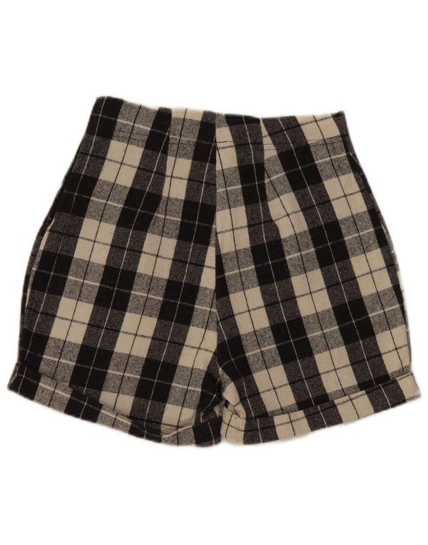 Phard Womens High Waist Casual Shorts W24 XS Black Check Wool