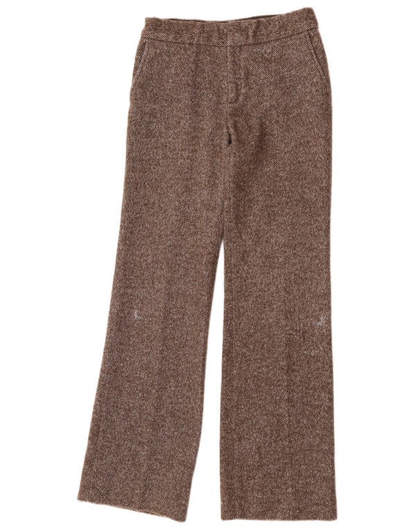 Pantaloni chino dritti da donna Zara EU 36 XS W26 L33 Lana screziata marrone