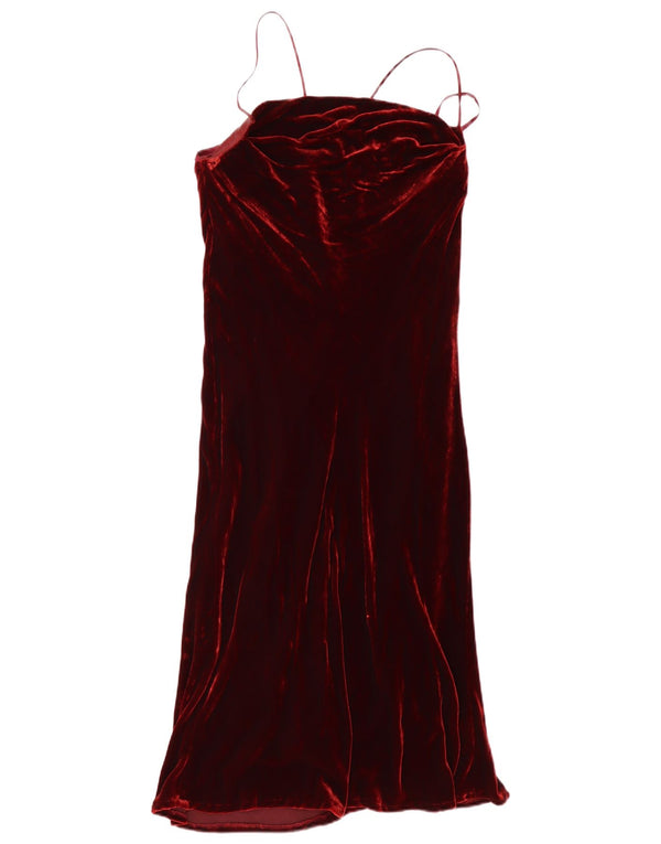 Abito lungo senza maniche in velluto da donna Monsoon UK 14 Grande viscosa bordeaux