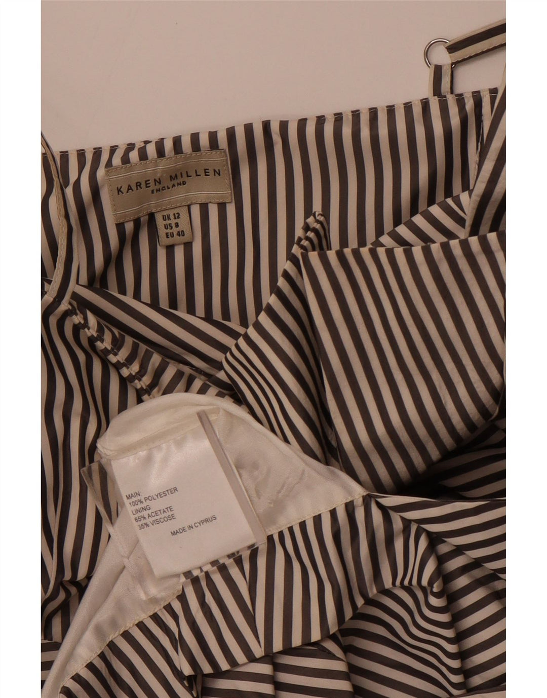 KAREN MILLEN Abito asimmetrico a trapezio da donna UK 12 medio nero a righe