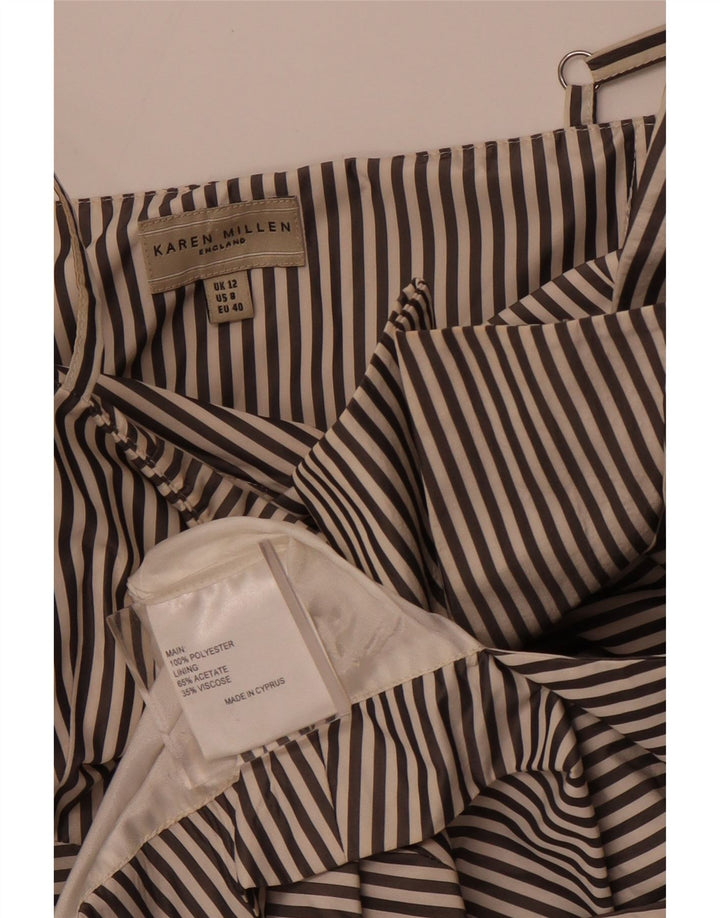 KAREN MILLEN Abito asimmetrico a trapezio da donna UK 12 medio nero a righe