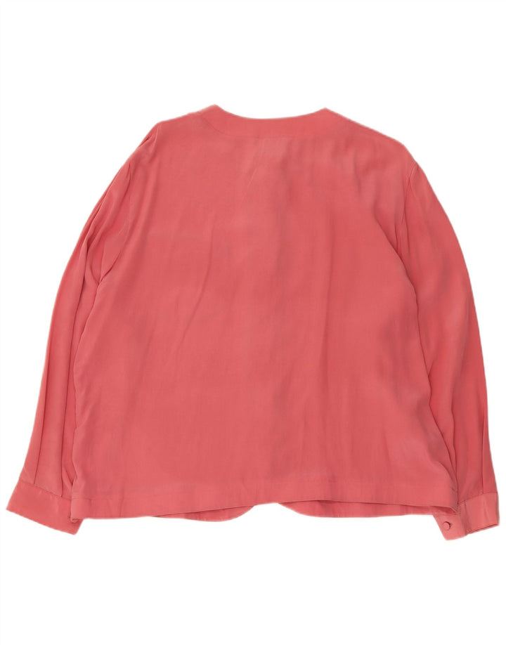 Camicetta camicia oversize da donna Andrea Mare UK 14 Seta rosa media