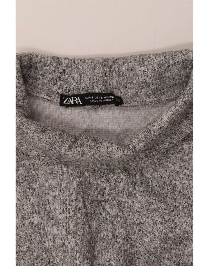 Top Zara da donna oversize a maniche lunghe UK 10 piccolo grigio
