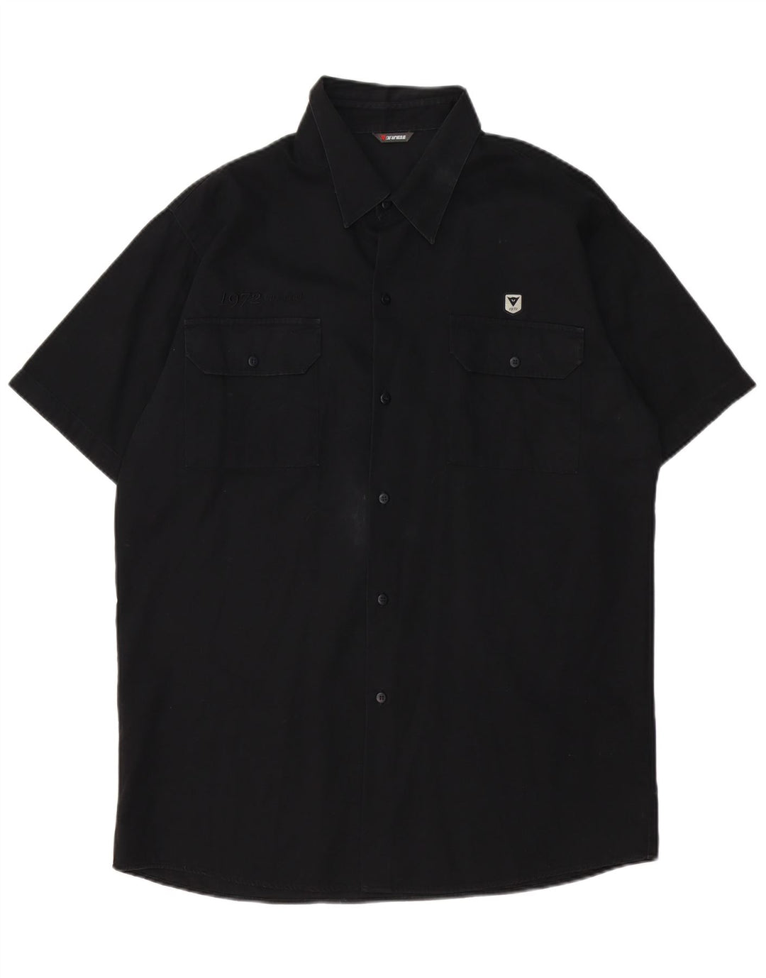 Camicia a maniche corte grafica Dainese da uomo grande in cotone nero