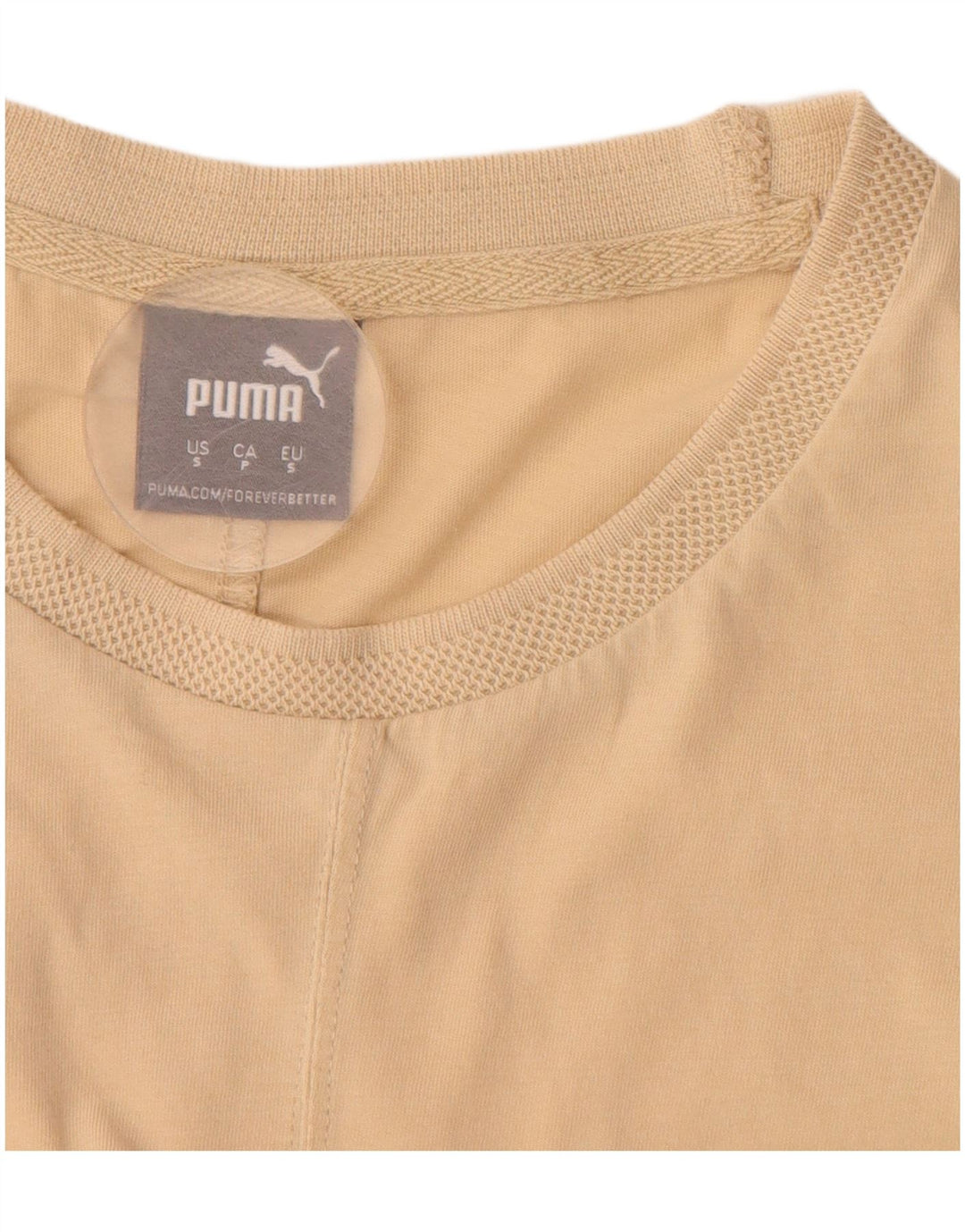 PUMA Mens T-Shirt Top Small Beige Cotton
