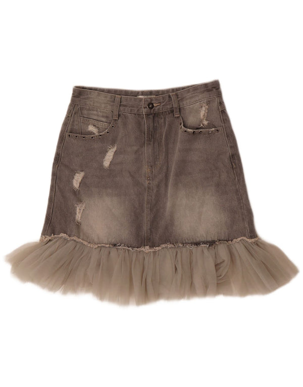 Gonna in denim invecchiato OVS da donna media W27 in cotone grigio