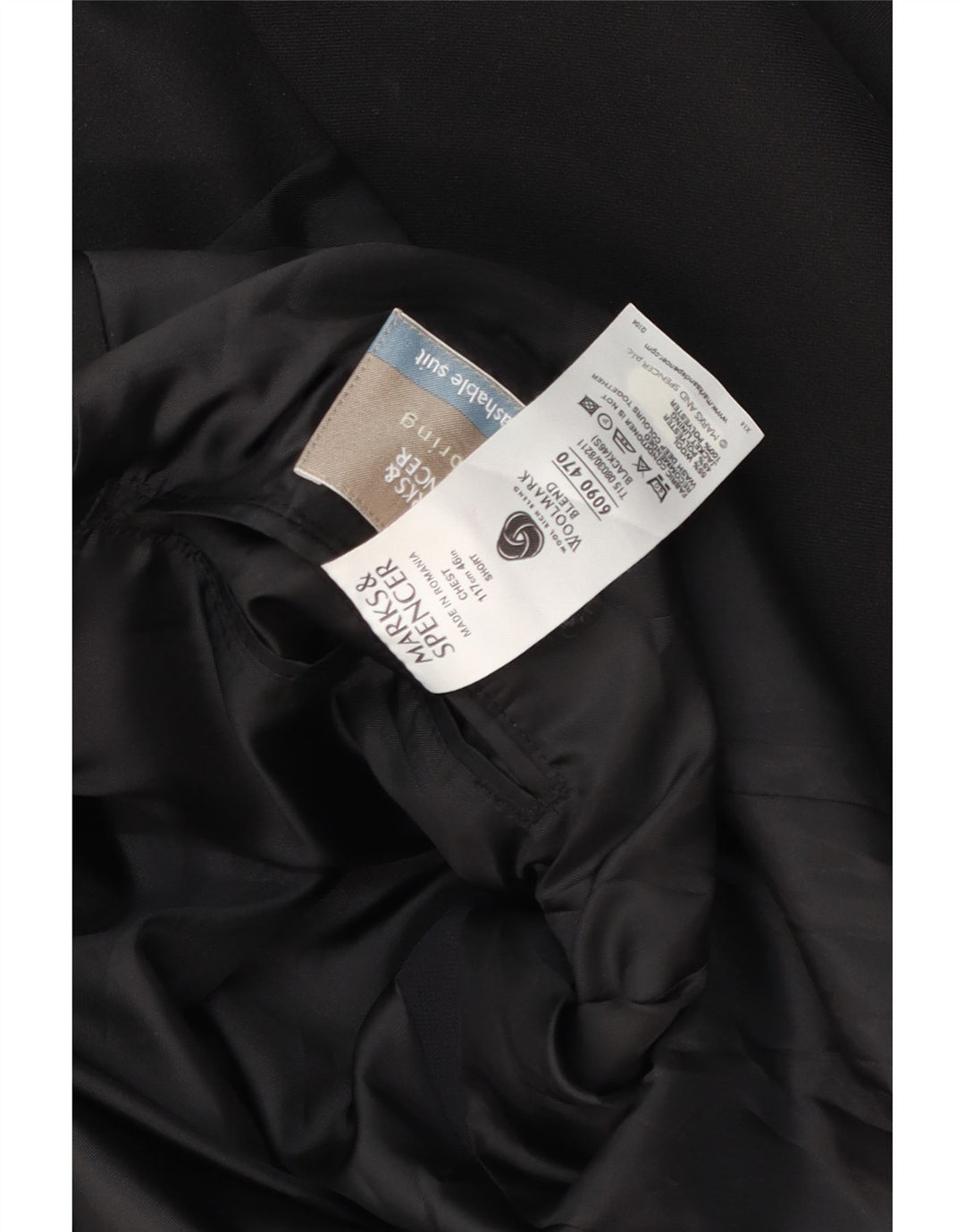 Giacca blazer a 2 bottoni da uomo Marks & Spencer UK 46 XL lana nera
