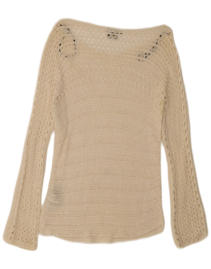 Massimo Dutti Top da donna all'uncinetto a maniche lunghe UK 12 Cotone bianco sporco medio