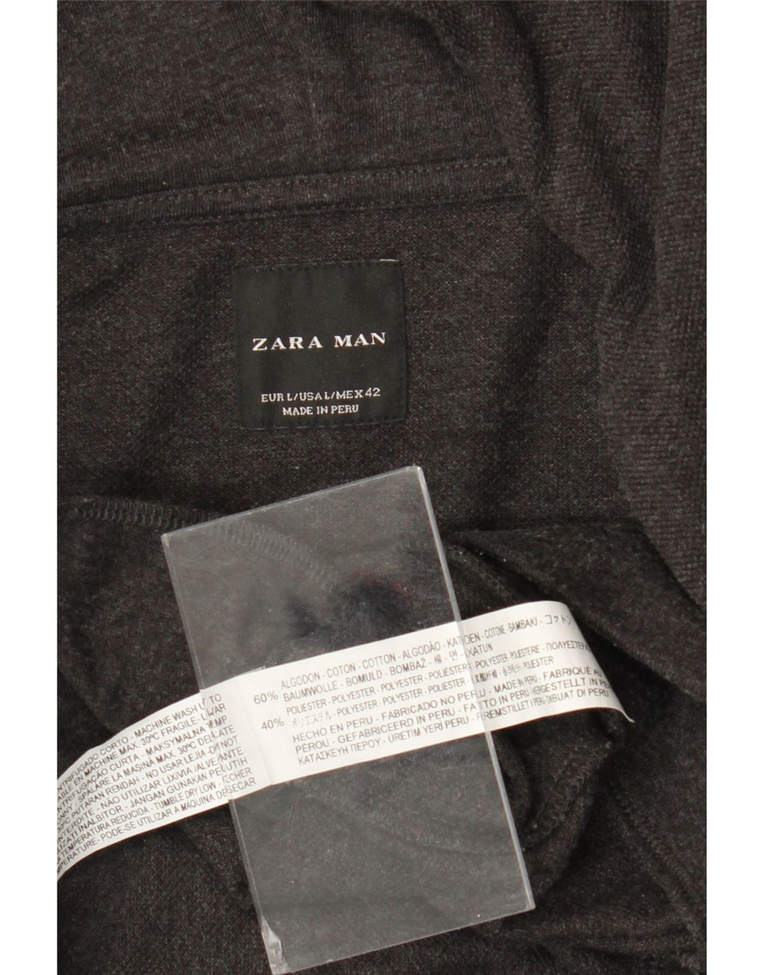 Maglione con cappuccio e zip Zara da uomo grande in cotone grigio