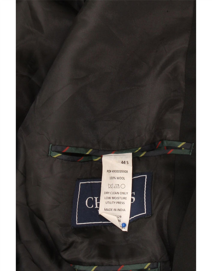 CHAPS Mens 2 Button 3/4 Sleeve Blazer Jacket UK 44 2XL Black Wool Vintage Chaps and Second-Hand Chaps from Messina Hembry 
